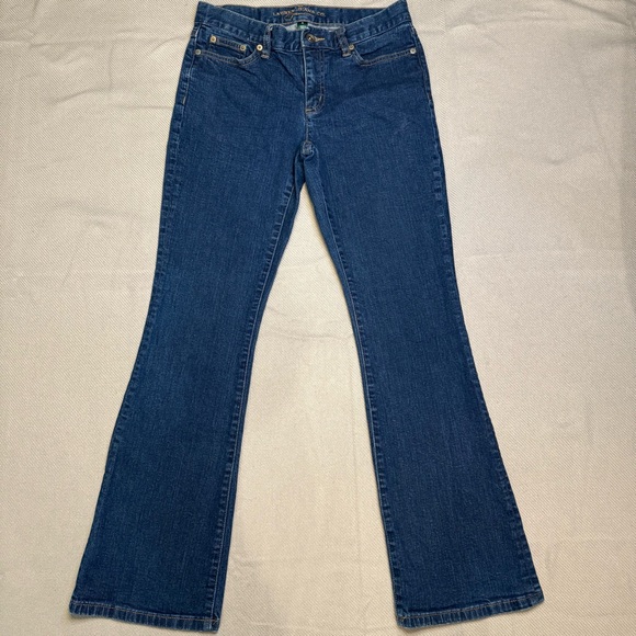 Lauren Ralph Lauren Denim - Lauren Jeans Co. Bootcut Stretch Jeans Blue Denim Logo Button Pockets Women Sz 4